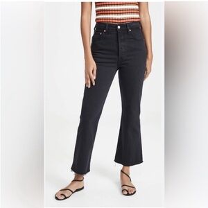 Levi’s Premium Ribcage Crop Flare Jeans Black Women’s Size 28